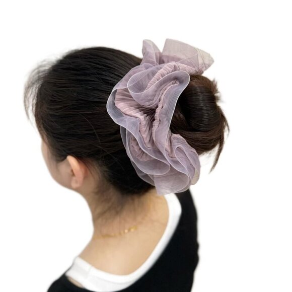 Large Chiffon Organza Hair Scrunchies Set for Women Elegant Ponytail Holders main image 5